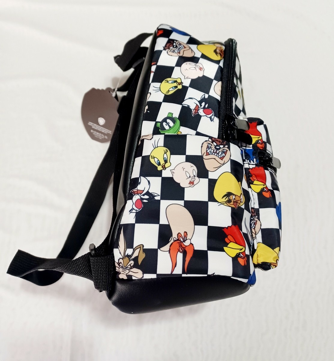 Bioworld WB Looney Tunes MINI Backpack Black White Checkered 