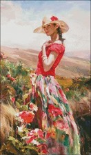 Needlework Crafts Full Embroidery Counted Cross Stitch Kits Beauty in Field