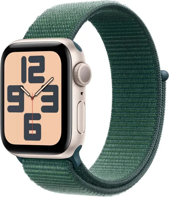 Apple Watch SE (Gen 2) 40 mm Starlight with Green Sport Loop Band-image