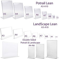 New Acrylic Counter Poster Holder Single or Double Side A3 A4 A5 A6 A7 A8 A9 &10