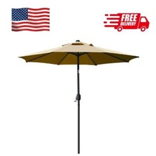 9' Patio Umbrella Outdoor Table Umbrella with 8 Sturdy Ribs Tan 