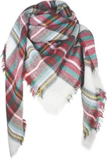 VIVIAN & VINCENT Fall Winter Scarf Classic Christmas Red Green White C28 