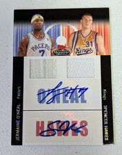 Jermaine O'Neal/ Spencer Hawes 2007-08 Topps Stadium Club Dual Auto Jersey Patch