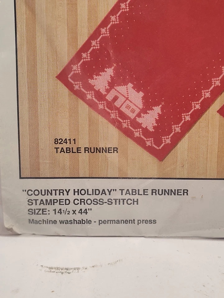 Bucilla Christmas Heirloom Cross Stitch Table Runner 14.5” X 44” NOS Sealed - Image 2 of 3