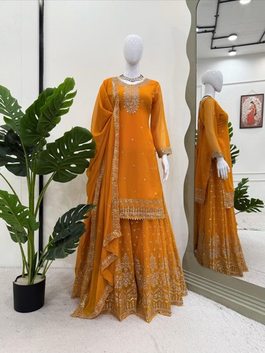 INDIAN SALWAR KAMEEZ PAKISTANI WEDDING PARTY DRESS WEAR BOLLYWOOD SUIT SHARARA