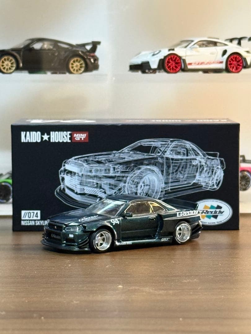 Nissan Skyline GT-R (R34) Kaido House 大阪 Kaido House MINI GT Nissan Skyline GT-R R34 Osaka Limited 1/64