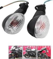 motoparty Motorcycle Turn Signals For KAWASAKI Transparent Shell, Black 