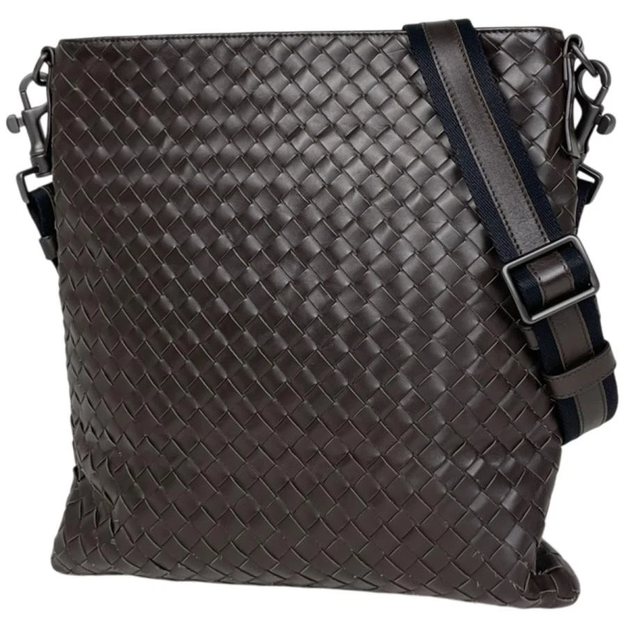 Bottega Veneta — Bottega Veneta Intrecciato Diagonal Leather Brown Shoulder Bag #BS1254