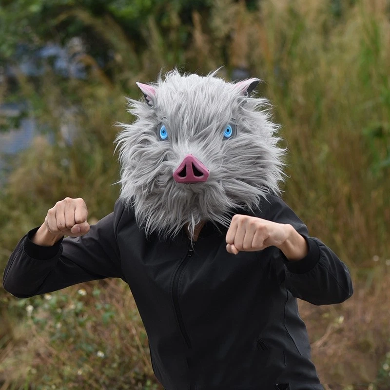 Demon Slayer: Kimetsu no Yaiba Hashibira Inosuke Plush Pig Head Mask Halloween - Image 3 of 4