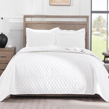 Reversible Full Queen Quilt Bedding Set, White