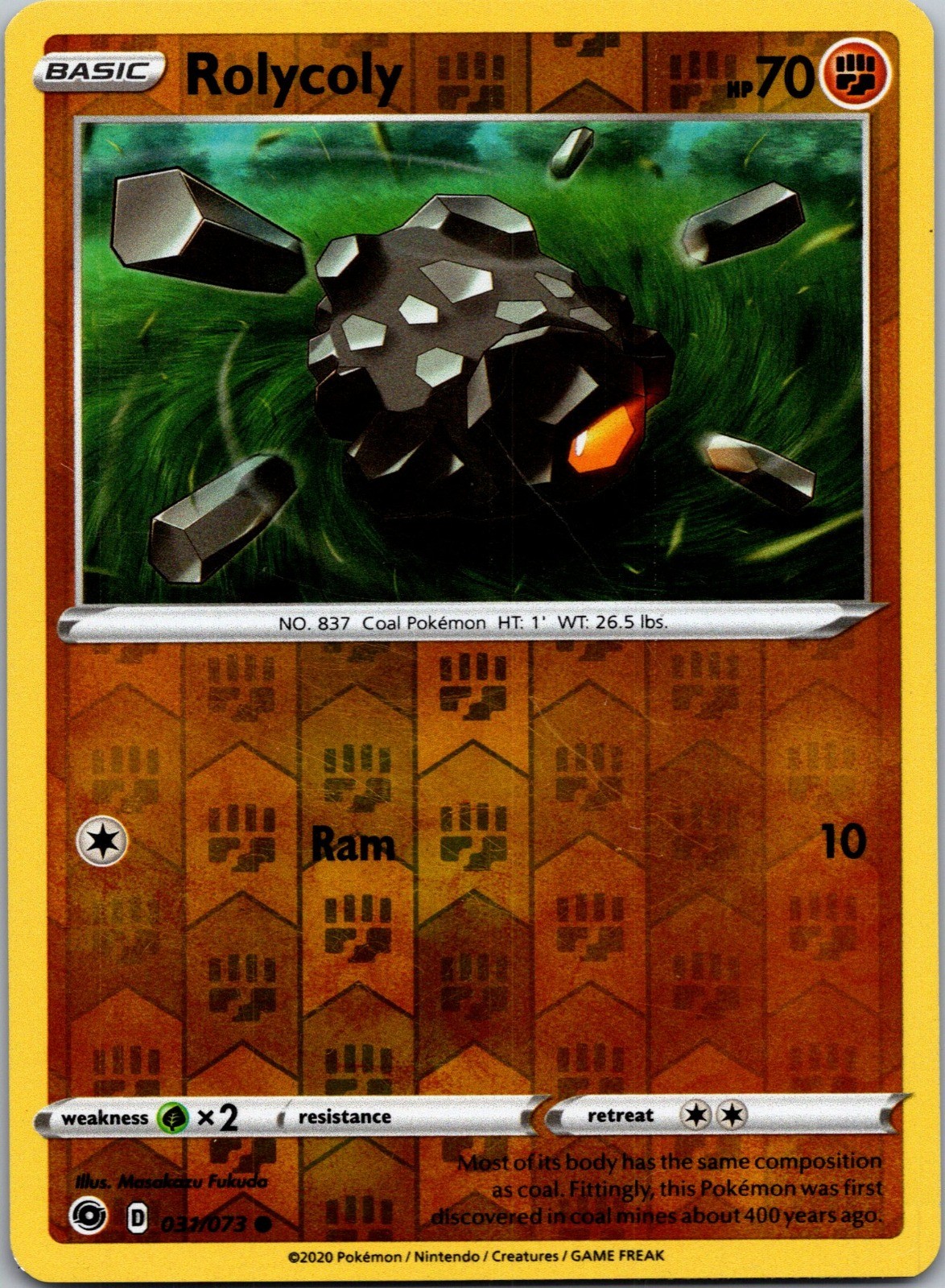 Rolycoly Reverse Holo Common Champion's Path Pokemon 31/73