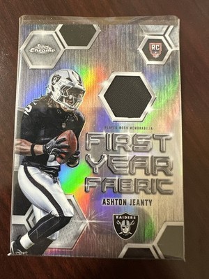 Ashton Jeanty 2025 Topps Chrome Rookie First Year Fabrics Silver Raiders Relic