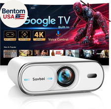 4K Projector with Google TV:3000 Brightness/Auto Lens Cap  4D Keystone/Auto Foc
