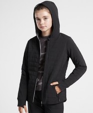 Athleta Girl Jumpstart Quilted Hooded Jacket Size Medium 8-10 Black