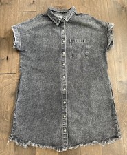 Bluivy Women's Black Acid Wash Denim Shirt Dress Size Large