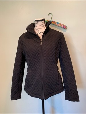 Gallery Petite Women s Medium PM Black Diamond Quilted Zip Up Mid-Weight Jacket