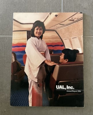 Vintage United Airlines Annual Report 1984 featuring Employees Stock HAWAII RARE