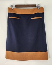 Ann Taylor Loft Skirt Women's 6 Career Pencil Navy/Camel Lined