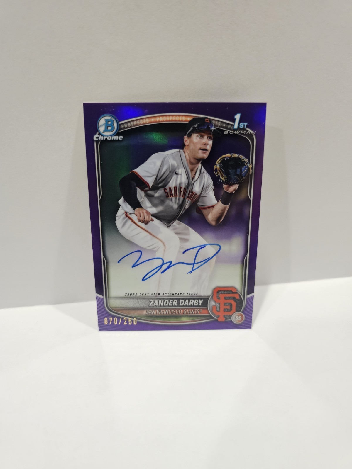2025 Bowman Chrome Zander Darby Auto Purple Refractor 1st Prospect #70/250