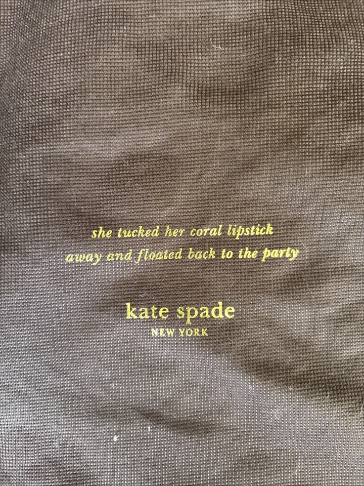 "Kate Spade NY Marrón Cartera Bolsa Antipolvo Cubierta Rosa Cordón Dorado Logo 17"" x 19.5""" Foto 2 de 4