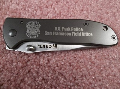 CRKT KNIFE U.S. PARK POLICE SAN FRANCISCO FIELD OFFICE INSCRIBED NEVER USED NICE