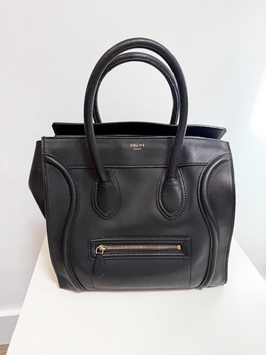Designer CELINE Authentic Large Tote Leather Luggage Style Black  Women's Bag
