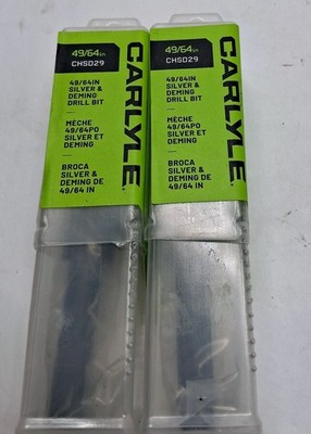 QTY: 2 CARLYLE drill bit 49/64'' CHS29 Silver and Deming