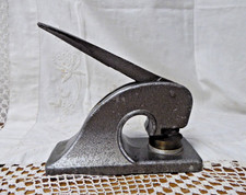 Vintage Silver Tone Cast Iron Letter Press Embossing Stamp Industrial Business