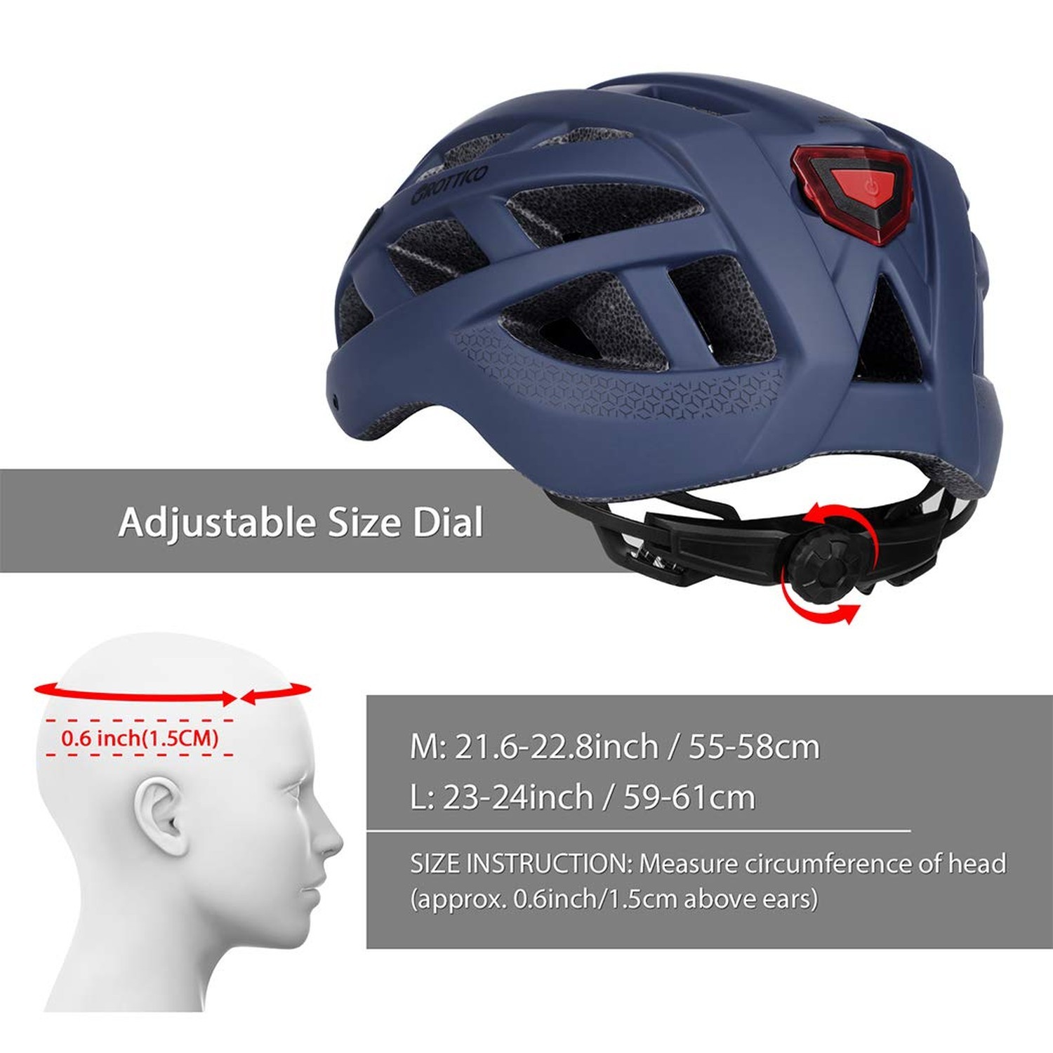 Adult-Men-Women Bike Helmet with Light - Mountain Road Bicycle Helmet with Re...