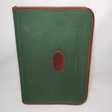 Microfile A4 Organiser Green Brown 35x25cm Zip Filofax Used Business Portfolio 