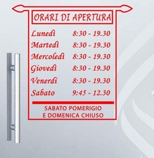 Adesivo negozio vetrina Orari di apertura vinile Palio