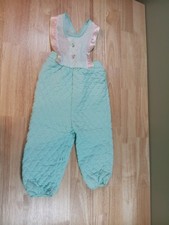 Vintage Evy of California Quilted Baby Romper Overalls Mint Green 24 Months