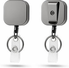 2-Pack Metal Retractable Badge Holder Reel Heavy-Duty ID Holder with Steel Wir