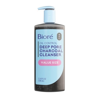 Biore Deep Pore Charcoal Face Wash, Daily 11.45 Ounce (Pack of 1), Black