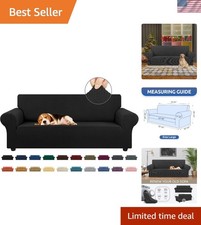 Sofa Cover Stretch Couch Slipcover for 3 Cushion Sofa Pet Friendly Black