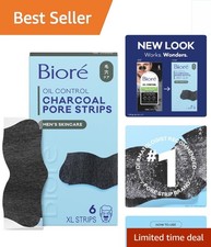 Biore Charcoal Deep Cleansing Pore Strips for Men - 6 Count Blackhead Removal