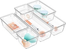 6 Pack Clear Acrylic Drawer Organizer Set - Stylish Storage for Makeup  More