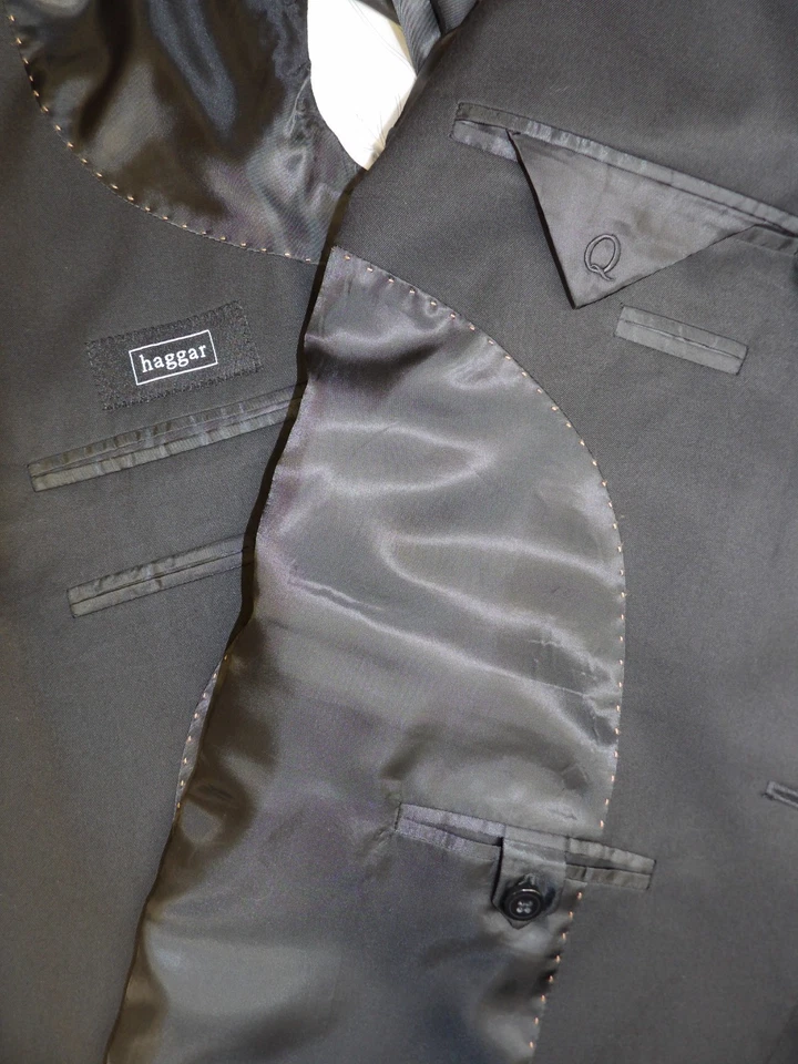 Traje Haggar para Hombres 44r 34W X 29 Negro Poli Viscosa Bld Nuevo sin Etiquetas T-#352 Foto 4 de 4