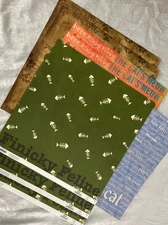 FINICKY CAT 12X12 SCRAPBOOK PAPER LOT OF 9 SINGLE SIDED PAPERS ( READ DISC )