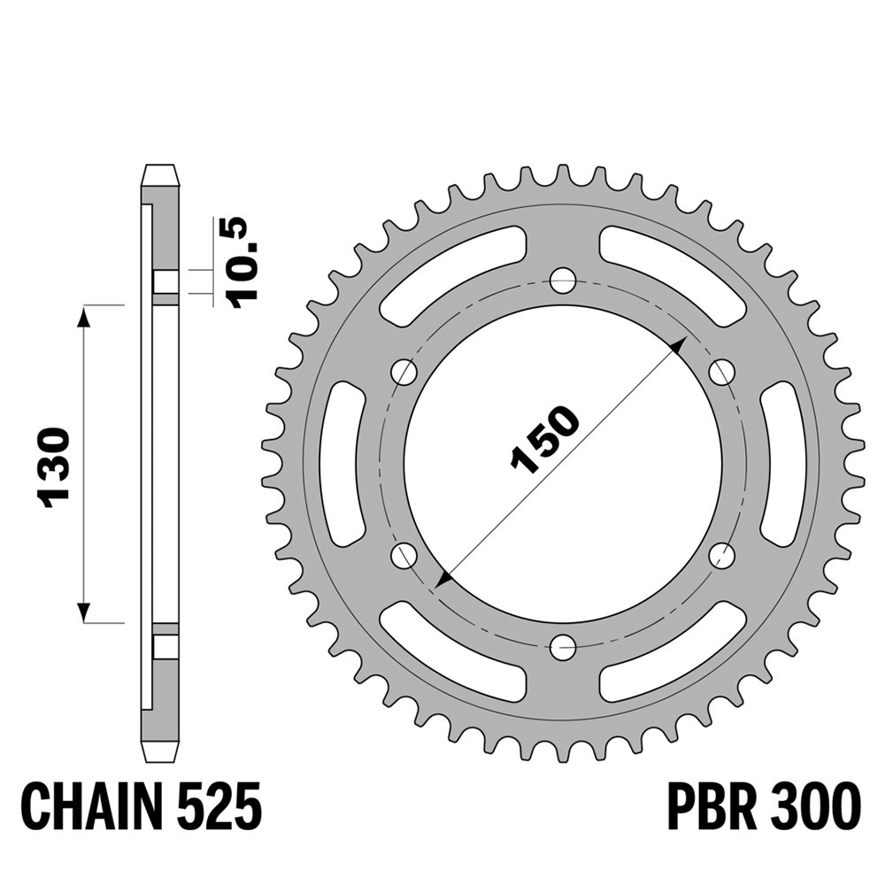 Pignon arrière PBR 42 dents en acier pas 525 pour moto Yamaha TDM 900