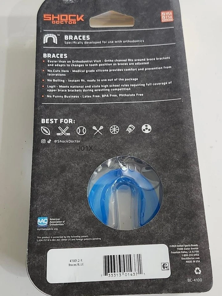 Protector bucal Shock Doctor Braces sin tirantes juvenil 11- azul lectura superior Foto 4 de 4