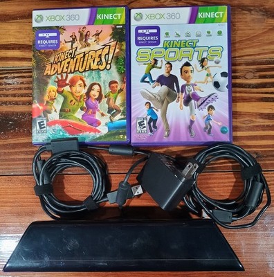Microsoft Xbox 360 Kinect Sensor Model 1414 with two games Sports and Adventures