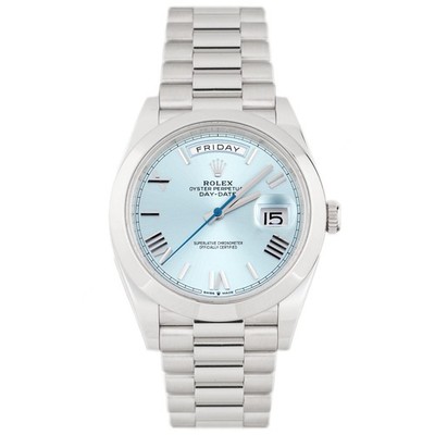 Rolex Day-Date 40 President Platinum Ice Blue Dial 40mm 228206 Full Set