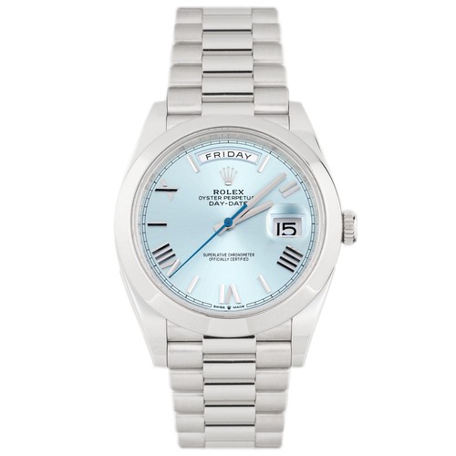 Rolex Day-Date 40 President Platinum Ice Blue Dial 40mm 228206 Full Set