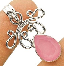Natural Faceted Rose Quartz 925 Sterling Silver Pendant Jewelry @10-8