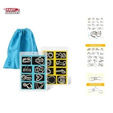 Metal Wire Puzzle Set of 16 with Pouch,Brain Teaser IQ Disentanglemen Iron L...
