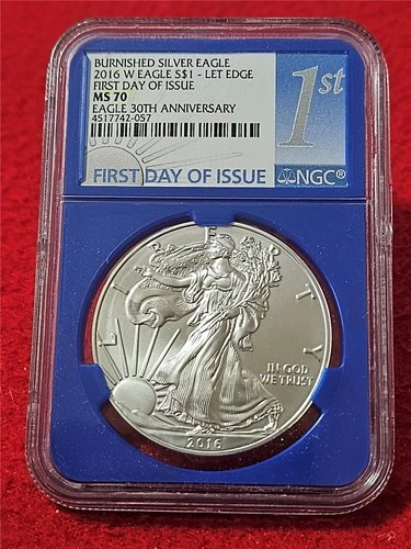 2016-W Silver Eagle Dollar ASE NGC MS 70 BURNISHED 30th ANNIVERSARY FDI  #T1271