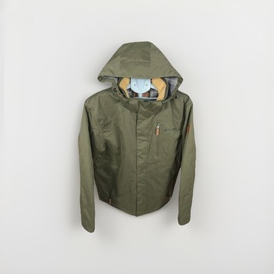 Free Country Men XL Olive Green Hooded Jacket Plaid Lined Full Zip Insulated 