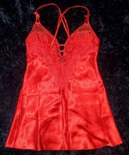 VTG Fredericks of Hollywood Sz. S Babydoll Teddy Womens Red Chemise Lingerie EUC