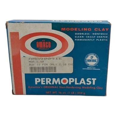Vintage AMACO Permoplast Modeling Clay Deadstock Set, All 4 Colors Sealed   1lb